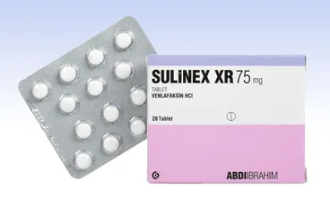 Venlafaksin hcl içeren tablet: SULINEX 75 MG XR 28 TABLET kutusu. Üretici: ABDİ İBRAHİM İLAÇ SANAYİ VE TİCARET A.Ş.