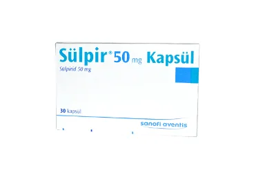 SULPIR 50 MG 30 KAPSUL ürün ambalajı. Sülpirid içeren kapsül. Üretici: SANOFİ SAĞLIK ÜRÜNLERİ LTD. ŞTİ.