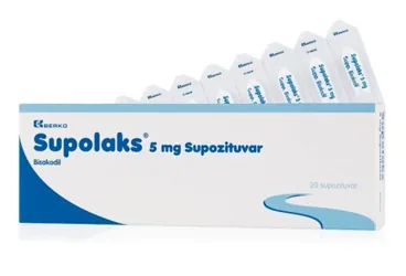 Bisakodil içeren supozituvar: SUPOLAKS 5 MG SUPOZITUVAR ( 10 ADET) kutu fotoğrafı. Üretici: BERKO İLAÇ VE KİMYA SAN. A.Ş.