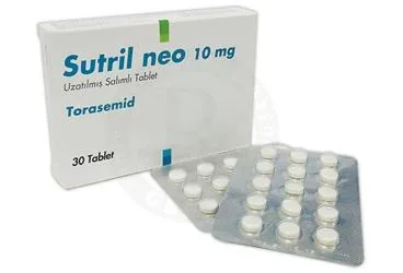 SUTRIL NEO 10 MG UZATILMIS SALIMLI TABLET (30 TABLET) kutusu, tablet formunda torasemid içerir. Üretici: ADEKA İLAÇ SANAYİ VE TİCARET A.Ş.