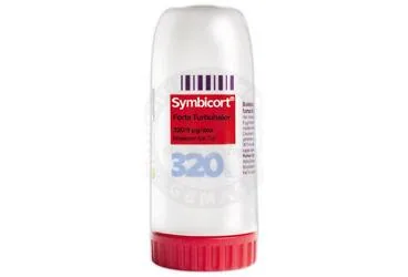 Formoterol + budesonid içeren inhalasyon aerosolü: SYMBICORT FORTE TURBUHALER 320/9 MCG DOZ INHALASYON ICIN 60 DOZ kutusu. Üretici: ASTRAZENECA İLAÇ SAN.VE TİC.LTD.ŞTİ.