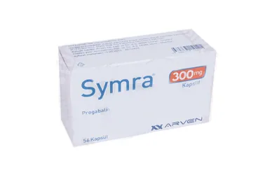 SYMRA 300 MG 168 KAPSUL ürün ambalajı, kapsül formunda pregabalin içerir. Üretici: SANOVEL İLAÇ SAN. VE TİC. A.Ş.
