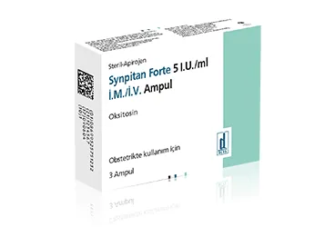 SYNPİTAN FORTE 5 I.U./ML I.M./I.V. ENJEKSİYONLUK ÇÖZELTİ İÇERENAMPUL, 50 ADET ambalajı. Oksitosin içeren çözelti. Üretici: DEVA HOLDİNG A.Ş.