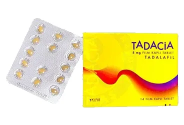 TADACIA 5 MG FILM KAPLI TABLET (14 TABLET) (tadalafil) kutusu, film kaplı tablet. Üretici: MİLPHA İLAÇ SANAYİ VE TİCARET LİMİTED ŞİRKETİ.