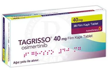 TAGRISSO 40 MG 28 FILM KAPLI TABLET kutusu, film kaplı tablet formunda osimertinib içerir. Üretici: ASTRAZENECA İLAÇ SAN.VE TİC.LTD.ŞTİ.