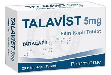 TALAVIST 5 MG FILM KAPLI TABLET (28 ADET) kutusu. Tadalafil içeren film kaplı tablet. Üretici: PHARMATRUE SAĞLIK MALZEMELERİ ANONİM ŞİRKETİ.