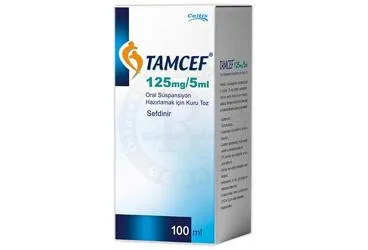 Sefdinir içeren süspansiyon: TAMCEF 125 MG / 5ML SUSPANSIYON HAZIRLAMAK ICIN KURU TOZ kutusu. Üretici: CELTİS İLAÇ SANAYİ VE TİCARET ANONİM ŞİRKETİ.