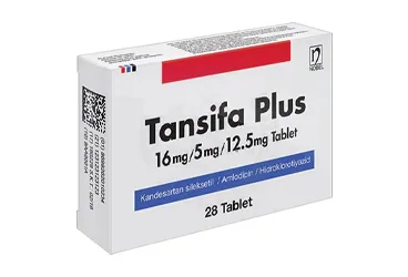 TANSIFA PLUS 16 MG/5 MG/12.5 MG TABLET (28 TABLET) (kandesartan + hidroklorotiazid + amlodipin) kutusu, tablet. Üretici: NOBEL İLAÇ PAZARLAMA VE SANAYİİ LTD. ŞTİ.