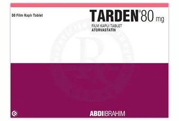 TARDEN 80 MG 30 FILM TABLET ambalajı. Atorvastatin içeren film kaplı tablet. Üretici: ABDİ İBRAHİM İLAÇ SANAYİ VE TİCARET A.Ş.