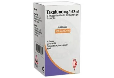 TAXATU 100 MG /16,7 ML IV INFUZYONLUK COZELTI HAZIRLAMAK ICIN KONSANTRE (1 FLAKON) kutusu. Paklitaksel içeren çözelti. Üretici: ONKO İLAÇ SANAYİ VE TİCARET ANONİM ŞİRKETİ.