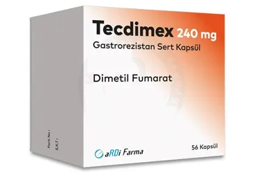 TECDİMEX 240 MG GASTROREZİSTAN SERT KAPSÜL, 168 ADET (dimetil fumarat) kutu fotoğrafı, kapsül. Üretici: TEVA İLAÇ SAN. VE TİC. A.Ş.