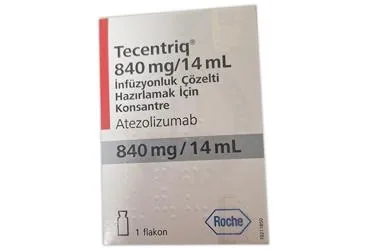 TECENTRIQ 840 MG/14 ML İNFÜZYONLUK ÇÖZELTİ HAZIRLAMAK İÇİN KONSANTRE kutu fotoğrafı. Atezolizumab içeren çözelti. Üretici: ROCHE MÜSTAHZARLARI SANAYİ ANONİM ŞİRKETİ.