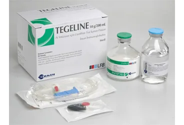 TEGELINE 10 G 200 ML IV ENJ. ICIN LIYOFILIZE TOZ ICEREN FLAKON ambalajı. Immünglobülin içeren flakon. Üretici: ER-KİM İLAÇ SANAYİ VE TİCARET A.Ş.