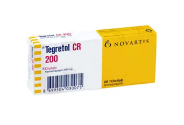 TEGRETOL CR 200 MG 20 TABLET ambalajı. Karbamazepin içeren tablet. Üretici: NOVARTİS SAĞLIK GIDA VE TARIM ÜRÜNLERİ SANAYİ VE TİCARET ANONİM ŞİRKETİ.