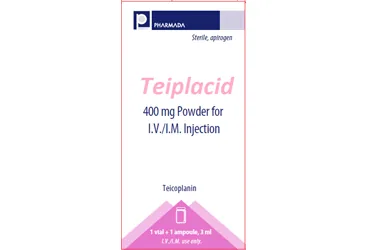 TEIPLACID 400 MG I.V./I.M ENJEKSIYONLUK COZELTI HAZIRLAMAK ICIN LIYOFILIZE TOZ VE COZUCU kutusu. Teikoplanin içeren çözelti. Üretici: PHARMADA İLAÇ SANAYİ VE TİCARET A.Ş.