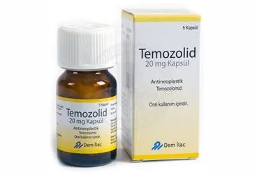 TEMOZOLID 20 MG 5 KAPSUL (temozolomid) ambalajı, kapsül. Üretici: DEM İLAÇ SAN. VE TİC. A.Ş.