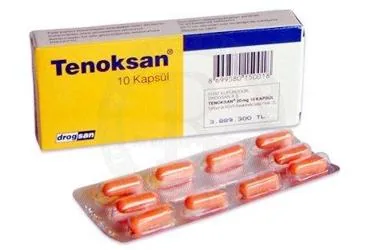 Tenoksikam içeren kapsül: TENOKSAN 20 MG KAPSUL (10 KAPSUL) kutusu. Üretici: DROGSAN İLAÇLARI SAN. VE TİC. A.Ş.