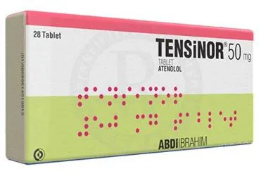 TENSINOR 50 MG 28 TABLET kutusu. Atenolol içeren tablet. Üretici: ASTRAZENECA İLAÇ SAN.VE TİC.LTD.ŞTİ.