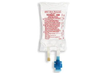 TEOBAG 200 ENJEKTABL COZELTI 100 ML (MEDIFLEKS SETLI) ambalajı, çözelti formunda teofilin içerir. Üretici: KOÇAK FARMA İLAÇ VE KİMYA SANAYİ A.Ş.