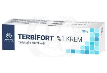 TERBIFORT %1 KREM ürün ambalajı, krem formunda terbinafin içerir. Üretici: HAKAY İLAÇ PAZARLAMA SAN. VE TİCARET LTD. ŞTİ.