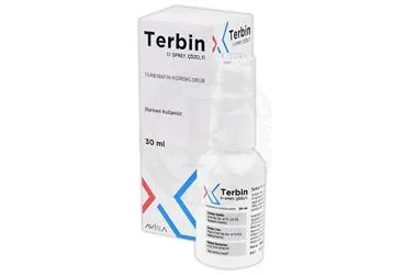 TERBIN %1 SPREY, COZELTI (30 ML) ürün ambalajı, çözelti formunda terbinafin -topikal içerir. Üretici: AVİXA İLAÇ SANAYİ VE TİCARET ANONİM ŞİRKETİ.