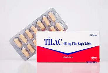 TİLAC 400 MG FİLM KAPLI TABLET, 10 TABLET kutusu. Etodolak içeren film kaplı tablet. Üretici: BİLİM İLAÇ SAN. VE TİC. A.Ş.