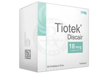 TIOTEK DISCAIR 18 MCG INHALASYON ICIN TOZ 60 DOZ (tiotropium bromür monohidrat) kutusu, inhalasyon aerosolü. Üretici: CELTİS İLAÇ SANAYİ VE TİCARET ANONİM ŞİRKETİ.