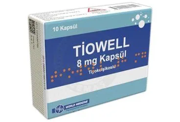 TIOWELL 8 MG KAPSUL (10 KAPSUL) (tiyokolşikosid) ambalajı, kapsül. Üretici: WORLD MEDICINE İLAÇ SAN. VE TİC. A.Ş.