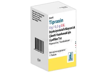 TIPRAXIN 4 G/0.5 G IV ENJEKSIYONLUK/INFUZYONLUK COZELTI HAZIRLAMAK ICIN LIYOFILIZE TOZ (1 ADET) kutusu, çözelti formunda piperasilin-tazobaktam içerir. Üretici: DEVA HOLDİNG ANONİM ŞİRKETİ.