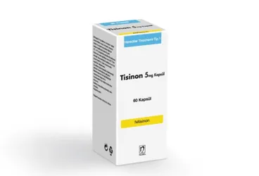 TISINON 5 MG 60 KAPSUL kutusu, kapsül formunda nitisinon içerir. Üretici: NOBEL İLAÇ SAN. VE TİC. A.Ş.