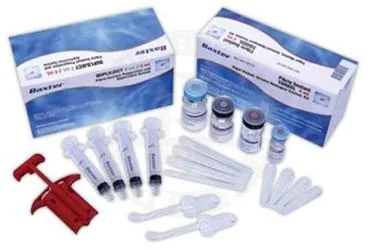 TISSEEL LYO 2 ML TROMBIN COZ. VE 2 ML FIBRINOJEN COZ. ICEREN IKI BILESENLI FIBRIN YAPISTIRICI ambalajı. Etkin maddesi fibrin yapıştırıcı. Üretici: BAXTER TURKEY RENAL HİZMETLER ANONİM ŞİRKETİ.