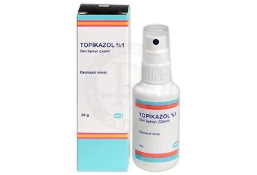 TOPIKAZOL %1 DERI SPREYI, COZELTI (ekonazol) ambalajı, çözelti. Üretici: ORVA İLAÇ SAN. VE TİC. A.Ş.