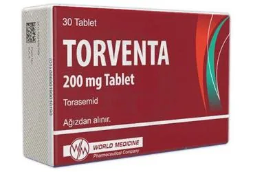 Torasemid içeren tablet: TORVENTA 200 MG TABLET (30 TABLET) kutu fotoğrafı. Üretici: WORLD MEDICINE İLAÇ SAN. VE TİC. A.Ş.