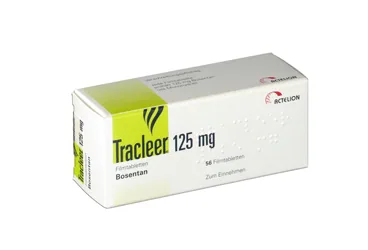 TRACLEER 125 MG 56 FILM TABLET ürün ambalajı, film kaplı tablet formunda bosentan içerir. Üretici: JOHNSON AND JOHNSON SIHHİ MALZEME SANAYİ VE TİCARET LİMİTED ŞİRKETİ.
