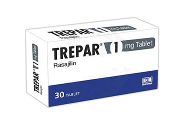 TREPAR 1 MG 30 TABLET kutu fotoğrafı, tablet formunda rasajilin içerir. Üretici: BİOFARMA İLAÇ SANAYİ VE TİCARET A.Ş.