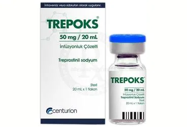 TREPOKS 50 MG/20 ML INFUZYONLUK COZELTI (treprostinil) ürün ambalajı, çözelti. Üretici: CENTURİON İLAÇ SANAYİ VE TİCARET ANONİM ŞİRKETİ.