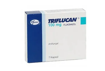 Flukonazol içeren kapsül: TRIFLUCAN 100 MG 7 KAPSUL ambalajı. Üretici: PFİZER PFE İLAÇLARI ANONİM ŞİRKETİ.