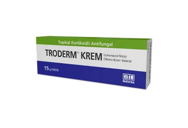 Izokonazol nitrat + diflukortolon valerat içeren krem: TRODERM 10 MG/G+1 MG/G KREM, 15 G kutusu. Üretici: BİOFARMA İLAÇ SANAYİ VE TİCARET A.Ş.