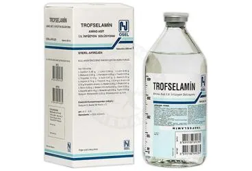 TROFSELAMIN AMINOASIT SOL 500 ML SETLI SISE ürün ambalajı. Etkin maddesi beslenme solusyonu. Üretici: OSEL İLAÇ SANAYİ VE TİCARET ANONİM ŞİRKETİ.