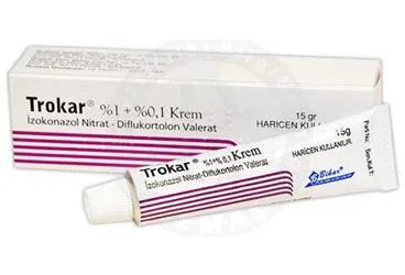 TROKAR %1+ %0,1 KREM (15 G) kutusu, krem formunda izokonazol nitrat + diflukortolon valerat içerir. Üretici: BİKAR İLAÇ SANAYİ VE TİCARET ANONİM ŞİRKETİ.