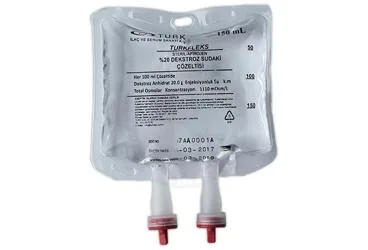 TURKFLEKS %20 DEKSTROZ SUDAKI COZ. 150 ML (SETLI) kutu fotoğrafı. Etkin maddesi dekstroz. Üretici: TURK İLAÇ VE SERUM SANAYİ ANONİM ŞİRKETİ.