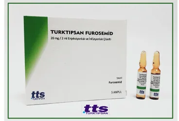 TURKTIPSAN FUROSEMID 20 MG / 2 ML ENJEKSIYONLUK VE INFUZYONLUK COZELTI (furosemid) ambalajı, çözelti. Üretici: TURKTIPSAN SAĞLIK TURİZM EĞİTİM VE TİCARET A.Ş.