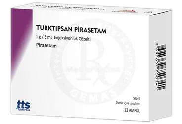 TURKTIPSAN PIRASETAM 1 G / 5 ML ENJEKSIYONLUK COZELTI (12 AMPUL) kutusu, çözelti formunda pirasetam içerir. Üretici: TURKTIPSAN SAĞLIK TURİZM EĞİTİM VE TİCARET A.Ş.