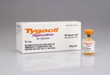 TYGACIL 50 MG 10 FLAKON kutusu, flakon formunda tigesiklin içerir. Üretici: PFİZER PFE İLAÇLARI ANONİM ŞİRKETİ.