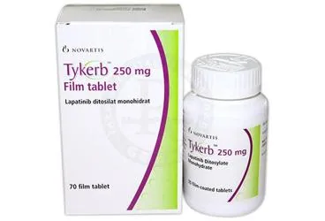 TYKERB 250 MG 70 FİLM TABLET (lapatinib) ürün ambalajı, film kaplı tablet. Üretici: NOVARTİS SAĞLIK GIDA VE TARIM ÜRÜNLERİ SANAYİ VE TİCARET ANONİM ŞİRKETİ.