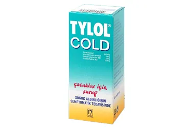 TYLOL COLD 100 ML SÜSPANSİYON kutu fotoğrafı. Parasetamol kombinasyon içeren süspansiyon. Üretici: NOBEL İLAÇ SAN. VE TİC. A.Ş.