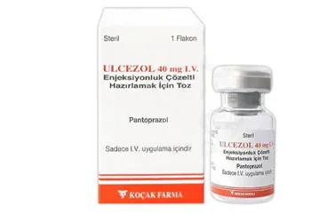 ULCEZOL 40 MG I.V. ENJEKSIYONLUK COZELTI HAZIRLAMAK ICIN TOZ (1 FLAKON) (pantoprazol) ürün ambalajı, çözelti. Üretici: KOÇAK FARMA İLAÇ VE KİMYA SANAYİ A.Ş.