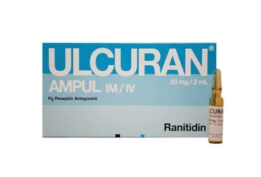 ULCURAN 25 MG/ML 2MLX10 AMPUL (ranitidin) kutu fotoğrafı, ampul. Üretici: YAVUZ İLAÇ ECZA DEPOSU MEDİKAL ÜRÜNLER SANAYİ VE TİCARET A.Ş.