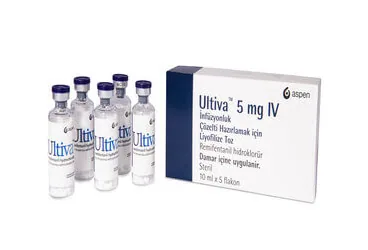 ULTIVA 2 MG IV INFUZYONLUK COZELTI HAZIRLAMAK ICIN LIYOFILIZE TOZ kutu fotoğrafı. Remifentanil içeren çözelti. Üretici: VLD DANIŞMANLIK TIBBİ ÜRÜNLER VE TANITIM HİZMETLERİ A. Ş.