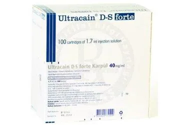 ULTRACAIN-DS FORTE 100 KARPUL kutu fotoğrafı. Etkin maddesi artikain + epinefrin. Üretici: SEPTODONT İLAÇ SANAYİ VE TİCARET ANONİM ŞİRKETİ.